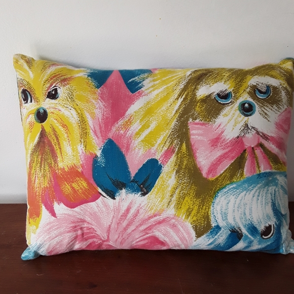 Other - 60's/70's Adorable Handmade Dogs Throw Pillow